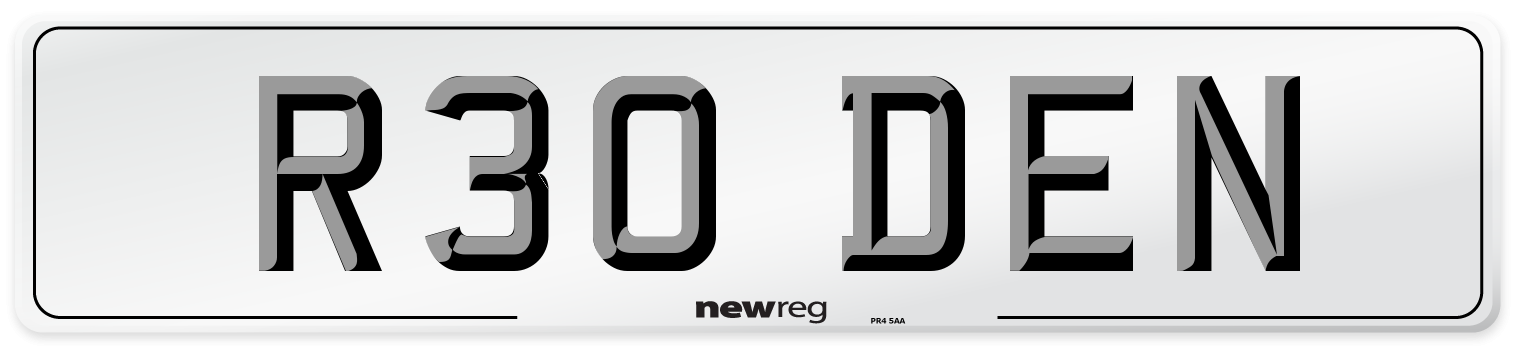 R30 DEN Number Plate from New Reg